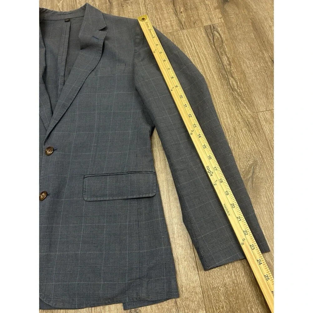 J Crew Blazer Mens 36S Ludlow Baird Mcnutt Linen Blend Unstructured Windowpane
